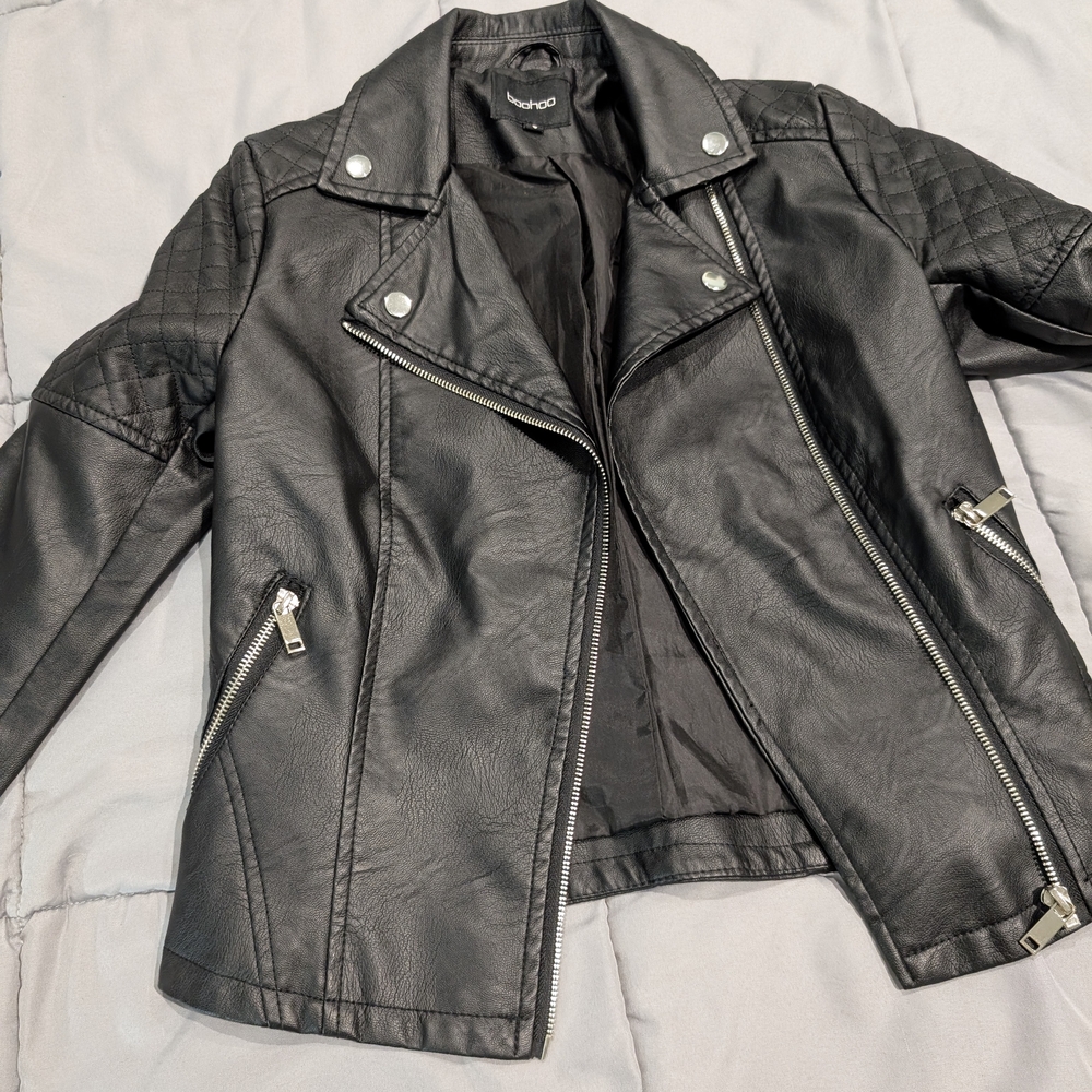 Black Faux Leather Biker Jacket